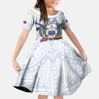 Samoa Independence Day Family Matching Mermaid Dress and Hawaiian Shirt Samoa United For A New Beginning LT05 Daughter's Dress White - Polynesian Pride