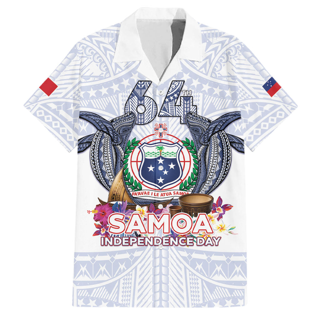 Samoa Independence Day Family Matching Mermaid Dress and Hawaiian Shirt Samoa United For A New Beginning LT05 Dad's Shirt - Short Sleeve White - Polynesian Pride