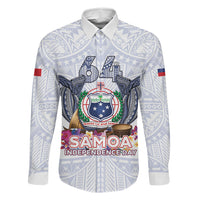 Samoa Independence Day Family Matching Mermaid Dress and Hawaiian Shirt Samoa United For A New Beginning LT05 Dad's Shirt - Long Sleeve White - Polynesian Pride