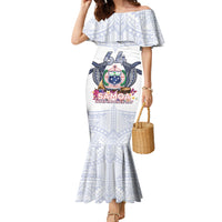 Samoa Independence Day Family Matching Mermaid Dress and Hawaiian Shirt Samoa United For A New Beginning LT05 Mom's Dress White - Polynesian Pride