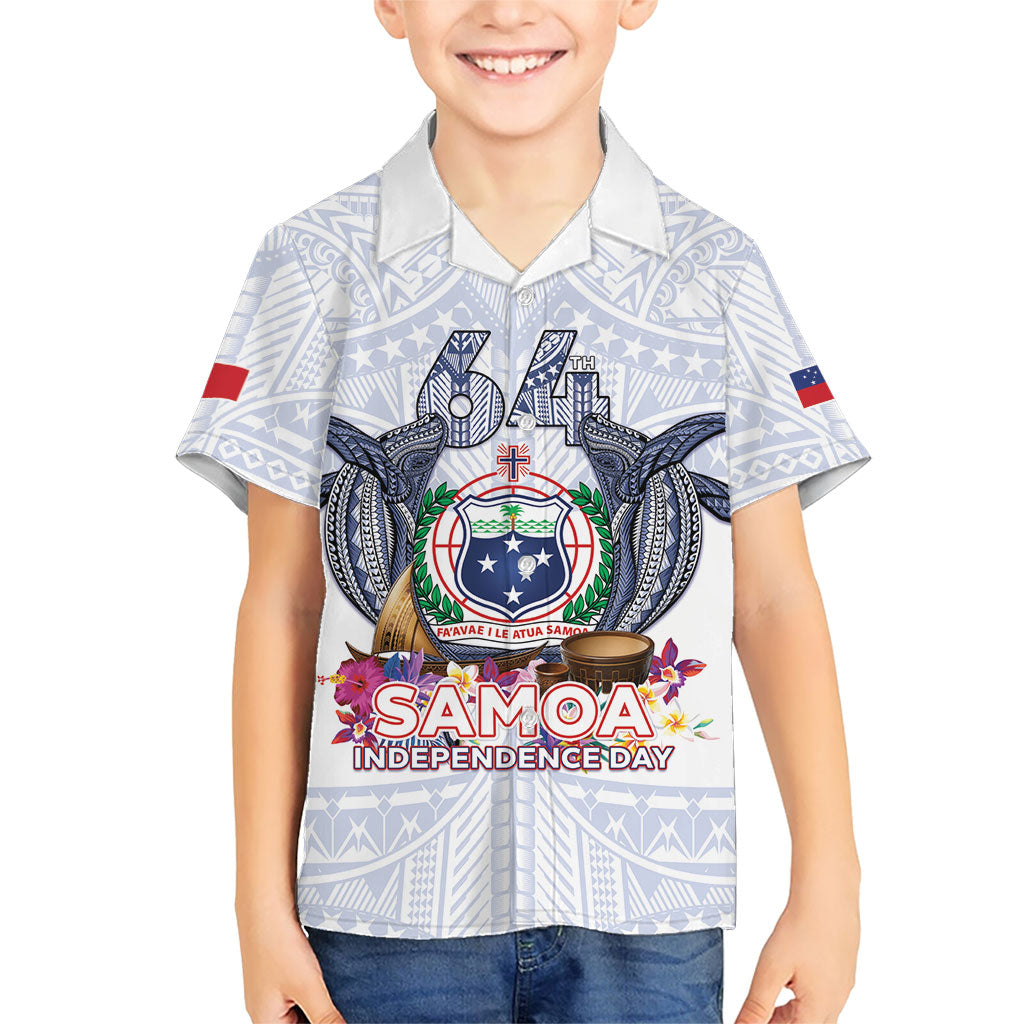 Samoa Independence Day Family Matching Mermaid Dress and Hawaiian Shirt Samoa United For A New Beginning LT05 Son's Shirt White - Polynesian Pride