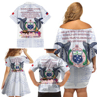 Samoa Independence Day Family Matching Off Shoulder Short Dress and Hawaiian Shirt Samoa United For A New Beginning