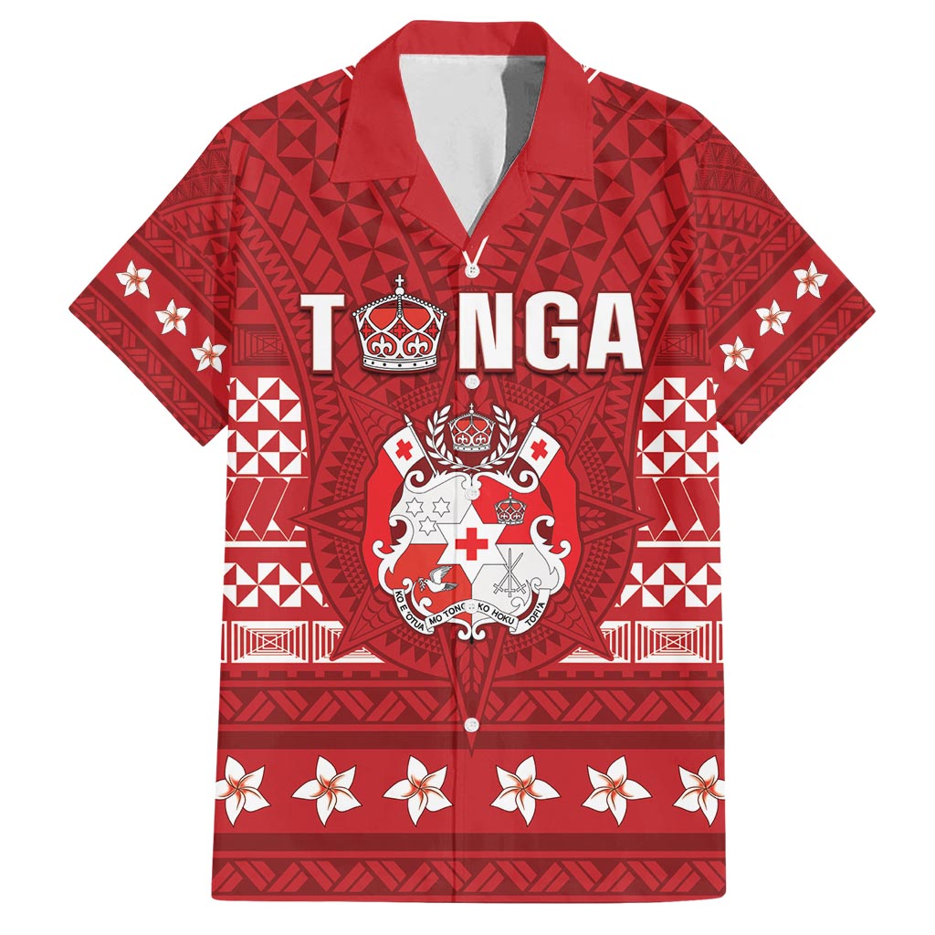 Tonga King Tupou VI Day Family Matching Long Sleeve Bodycon Dress and Hawaiian Shirt Traditional Tongan Kupesi Pattern LT05 Dad's Shirt - Short Sleeve Red - Polynesian Pride
