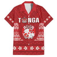 Tonga King Tupou VI Day Family Matching Long Sleeve Bodycon Dress and Hawaiian Shirt Traditional Tongan Kupesi Pattern LT05 Dad's Shirt - Short Sleeve Red - Polynesian Pride