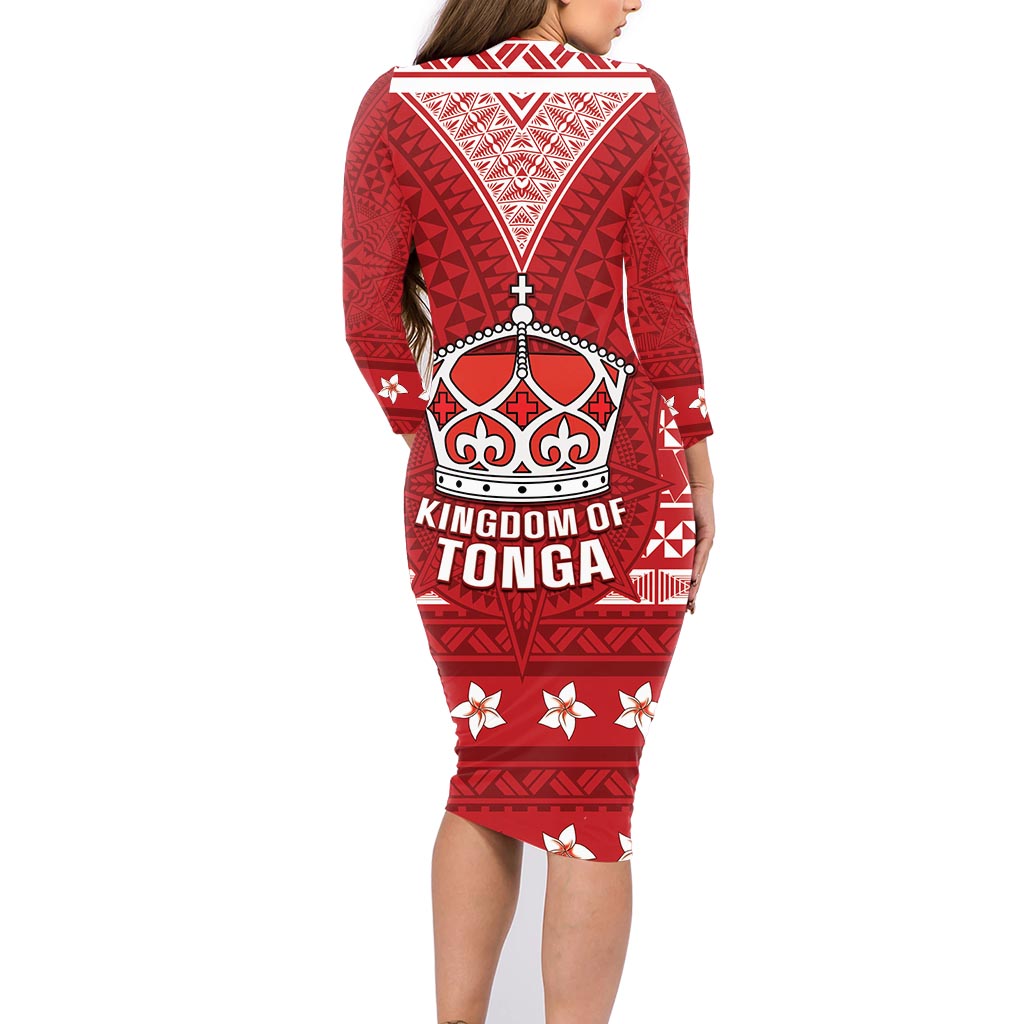 Tonga King Tupou VI Day Family Matching Long Sleeve Bodycon Dress and Hawaiian Shirt Traditional Tongan Kupesi Pattern LT05 - Polynesian Pride
