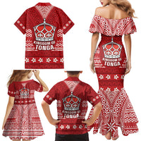 Tonga King Tupou VI Day Family Matching Mermaid Dress and Hawaiian Shirt Traditional Tongan Kupesi Pattern LT05 - Polynesian Pride