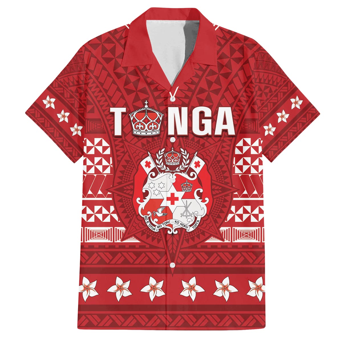 Tonga King Tupou VI Day Family Matching Puletasi and Hawaiian Shirt Traditional Tongan Kupesi Pattern LT05 Dad's Shirt - Short Sleeve Red - Polynesian Pride