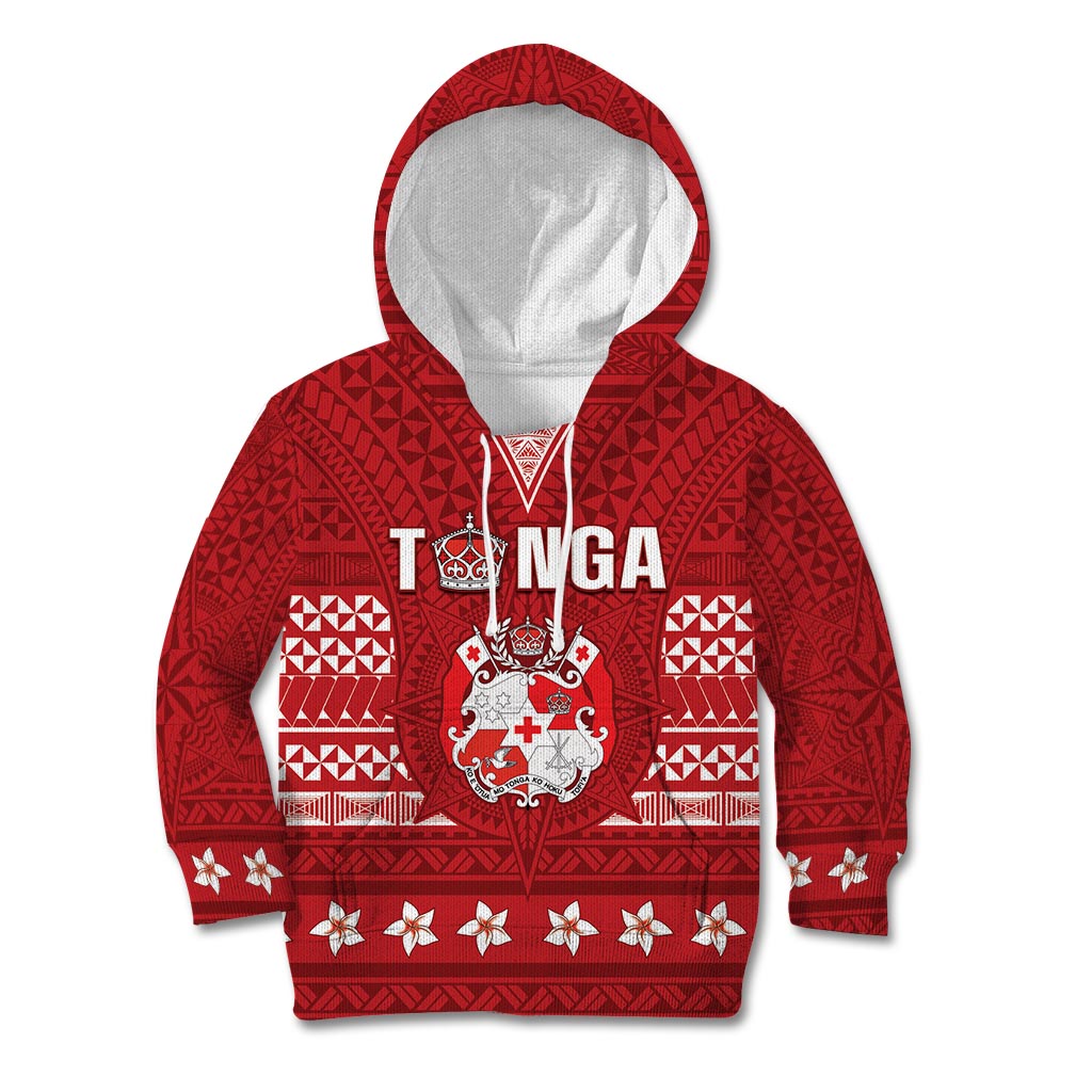 Tonga King Tupou VI Day Kid Hoodie Traditional Tongan Kupesi Pattern