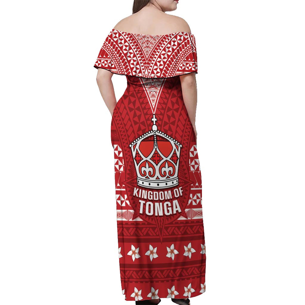 Tonga King Tupou VI Day Off Shoulder Maxi Dress Traditional Tongan Kupesi Pattern