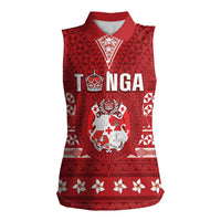 Tonga King Tupou VI Day Women Sleeveless Polo Shirt Traditional Tongan Kupesi Pattern