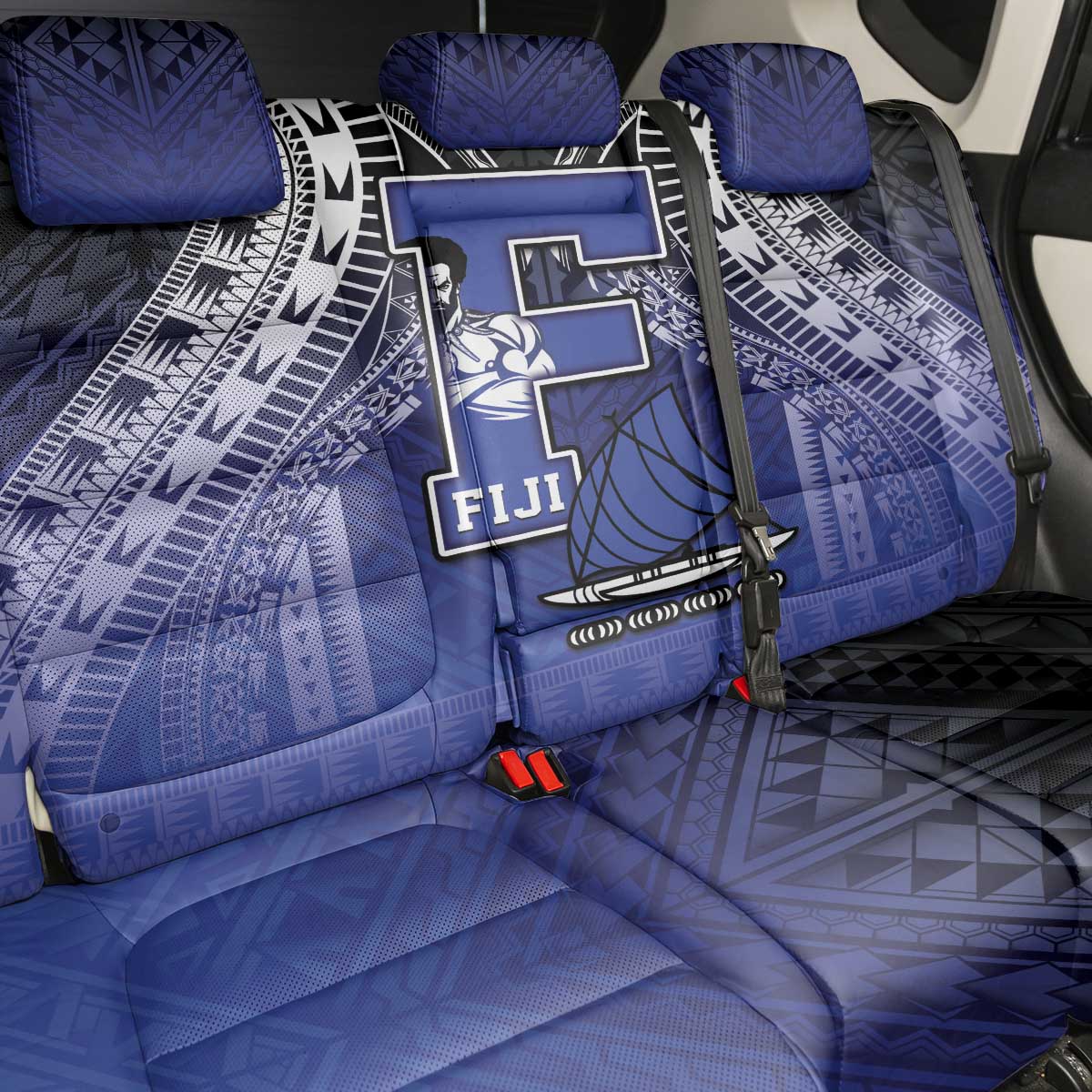 Fiji Drua Back Car Seat Cover Fijian Tapa Pattern