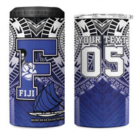 Custom Fiji Drua 4 in 1 Can Cooler Tumbler Fijian Tapa Pattern