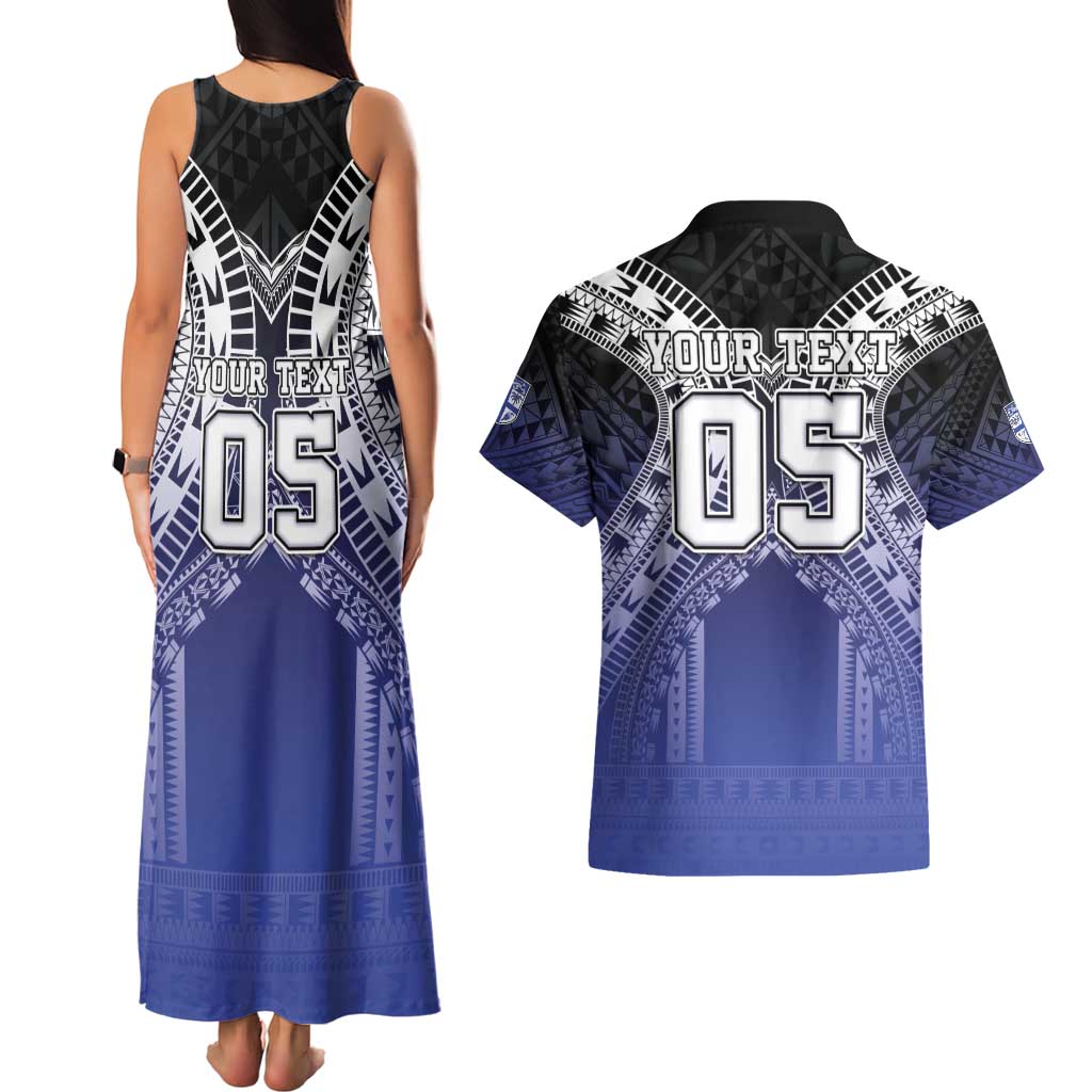 Custom Fiji Drua Couples Matching Tank Maxi Dress and Hawaiian Shirt Fijian Tapa Pattern