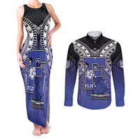 Custom Fiji Drua Couples Matching Tank Maxi Dress and Long Sleeve Button Shirt Fijian Tapa Pattern
