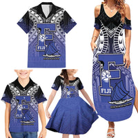 Custom Fiji Drua Family Matching Summer Maxi Dress and Hawaiian Shirt Fijian Tapa Pattern