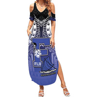 Custom Fiji Drua Family Matching Summer Maxi Dress and Hawaiian Shirt Fijian Tapa Pattern