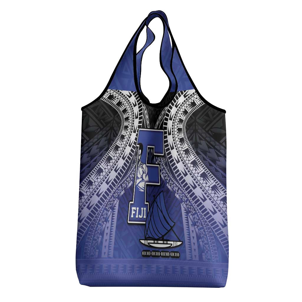 Fiji Drua Grocery Bag Fijian Tapa Pattern