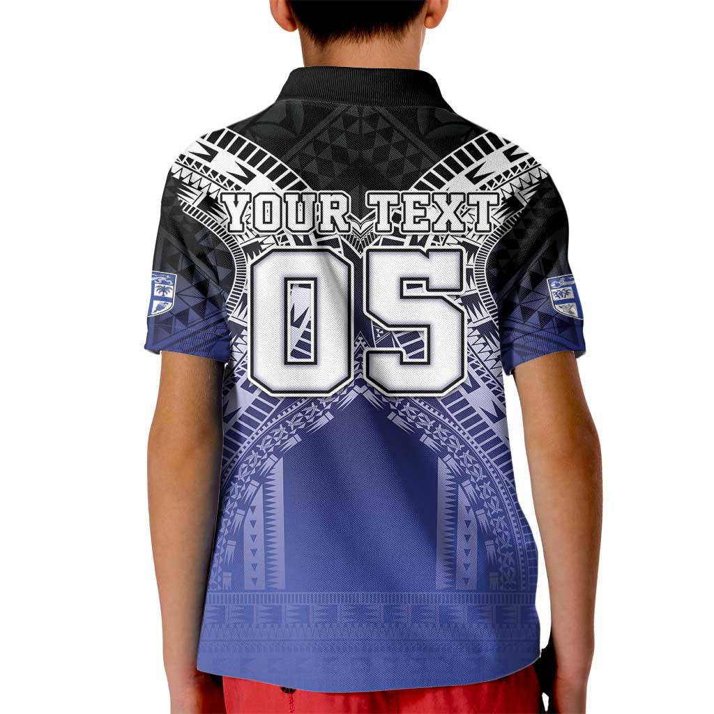 Custom Fiji Drua Kid Polo Shirt Fijian Tapa Pattern