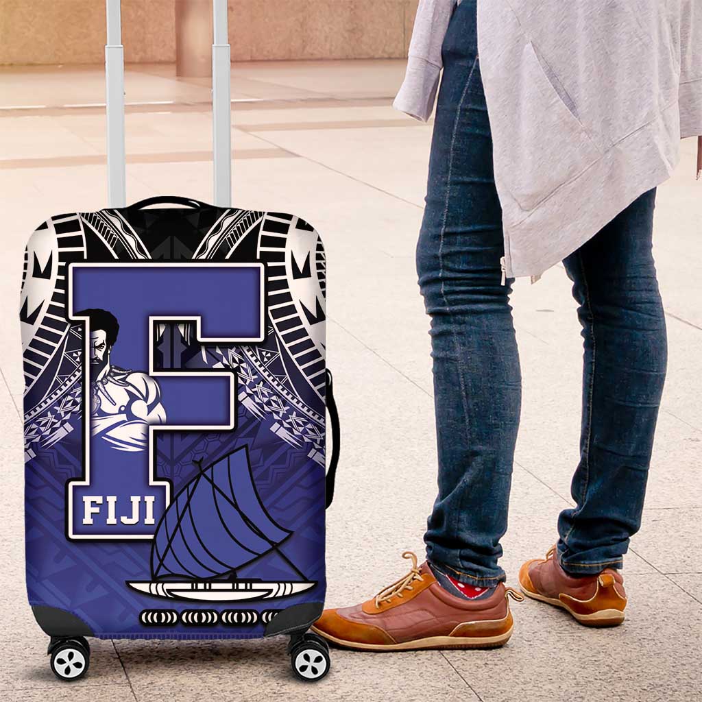 Fiji Drua Luggage Cover Fijian Tapa Pattern