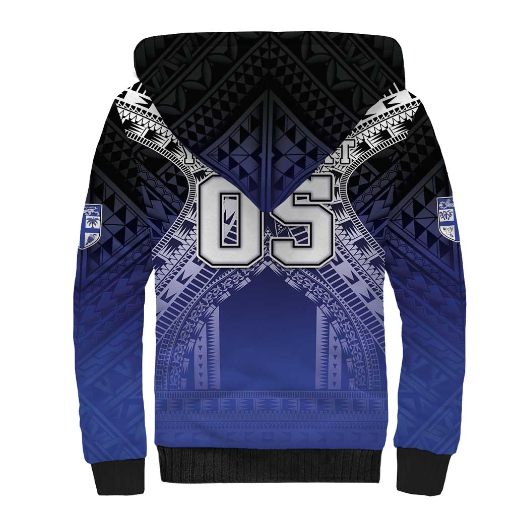 Custom Fiji Drua Sherpa Hoodie Fijian Tapa Pattern