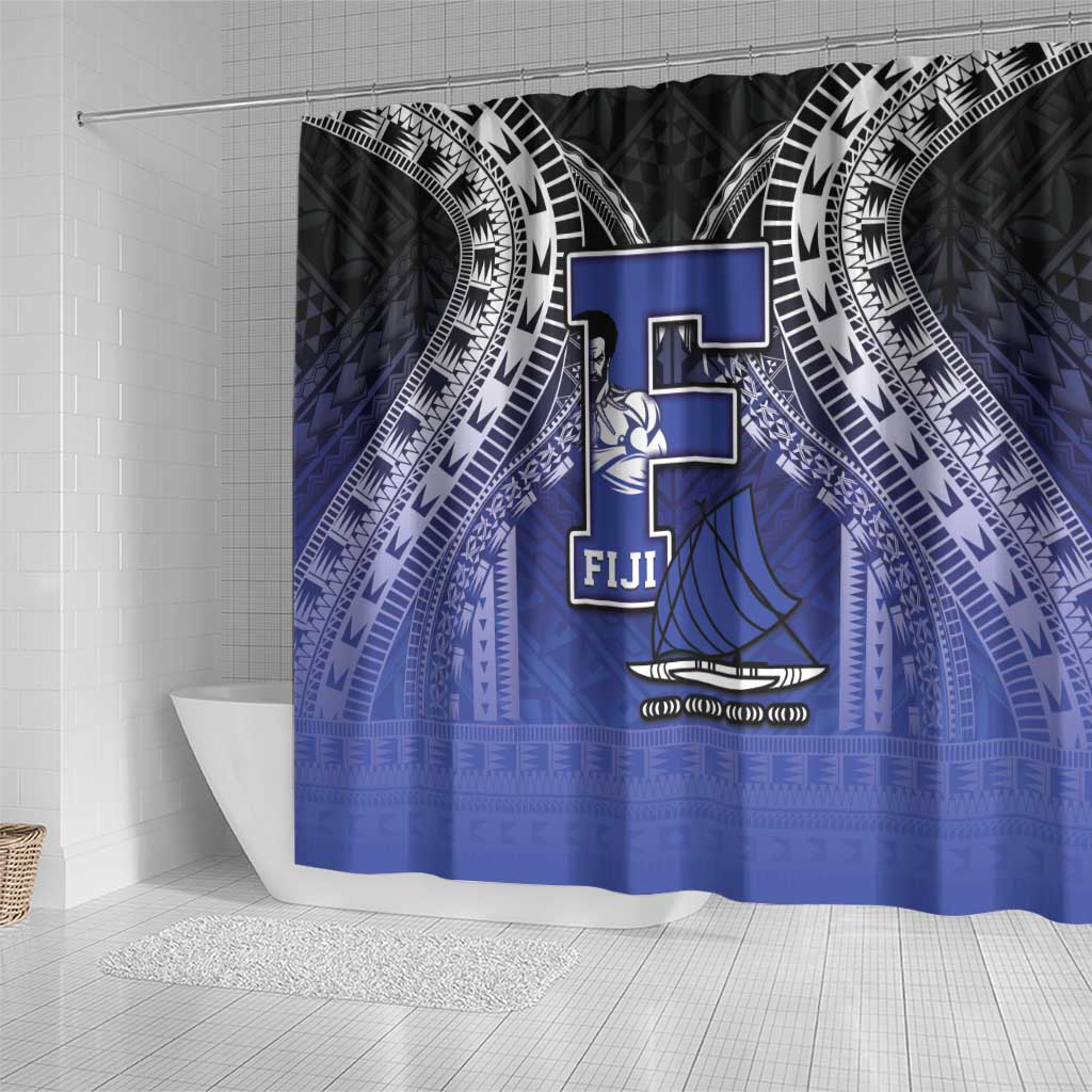 Fiji Drua Shower Curtain Fijian Tapa Pattern