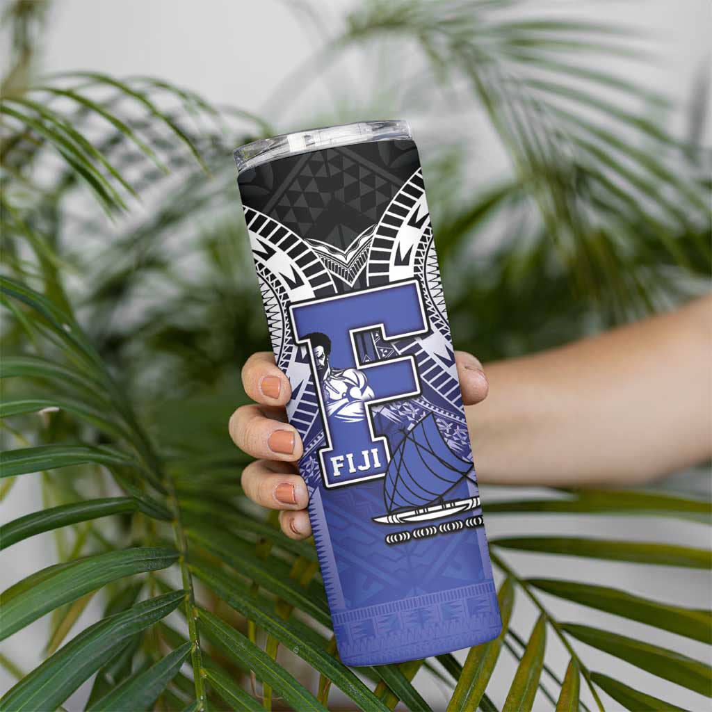 Custom Fiji Drua Skinny Tumbler Fijian Tapa Pattern
