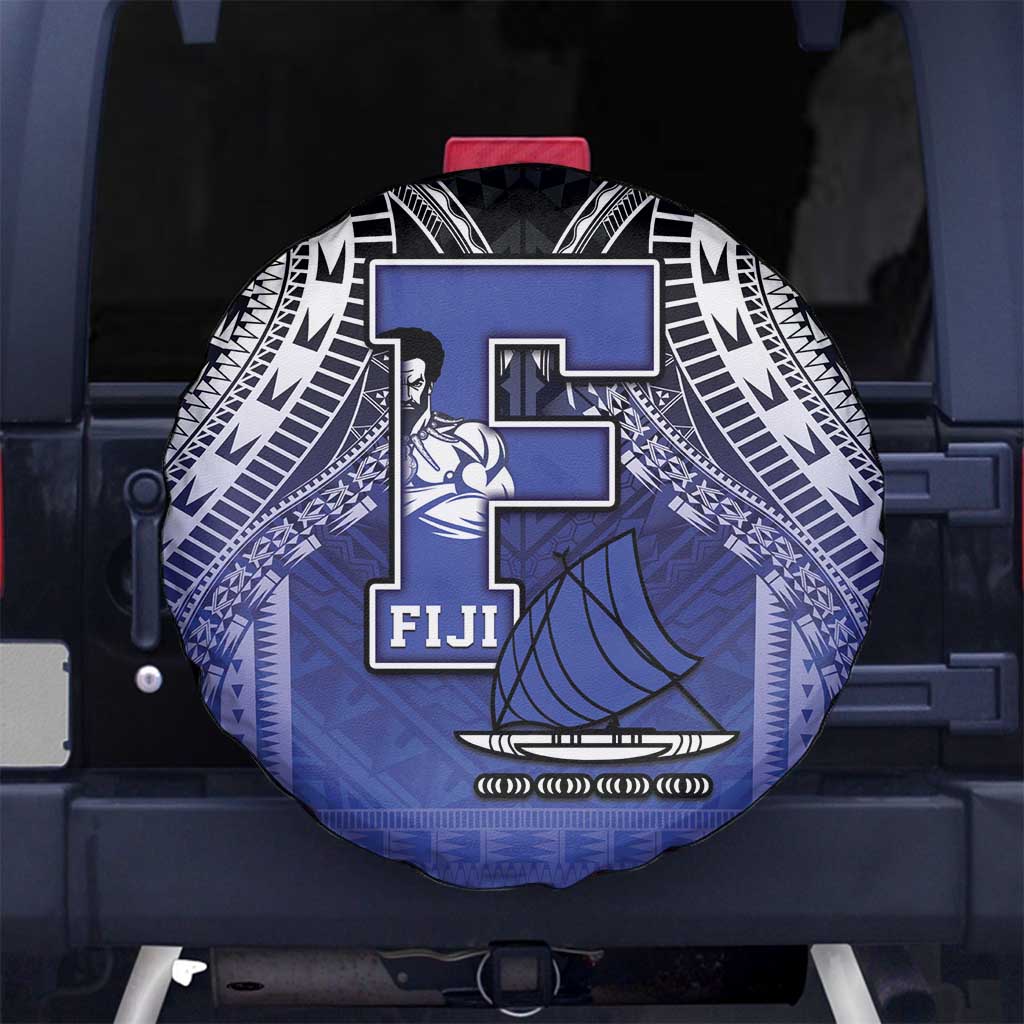 Fiji Drua Spare Tire Cover Fijian Tapa Pattern