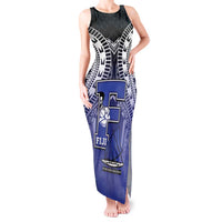 Custom Fiji Drua Tank Maxi Dress Fijian Tapa Pattern