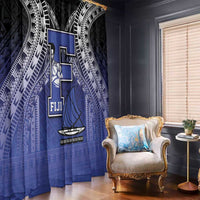 Fiji Drua Window Curtain Fijian Tapa Pattern
