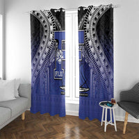 Fiji Drua Window Curtain Fijian Tapa Pattern