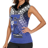 Custom Fiji Drua Women Sleeveless Polo Shirt Fijian Tapa Pattern