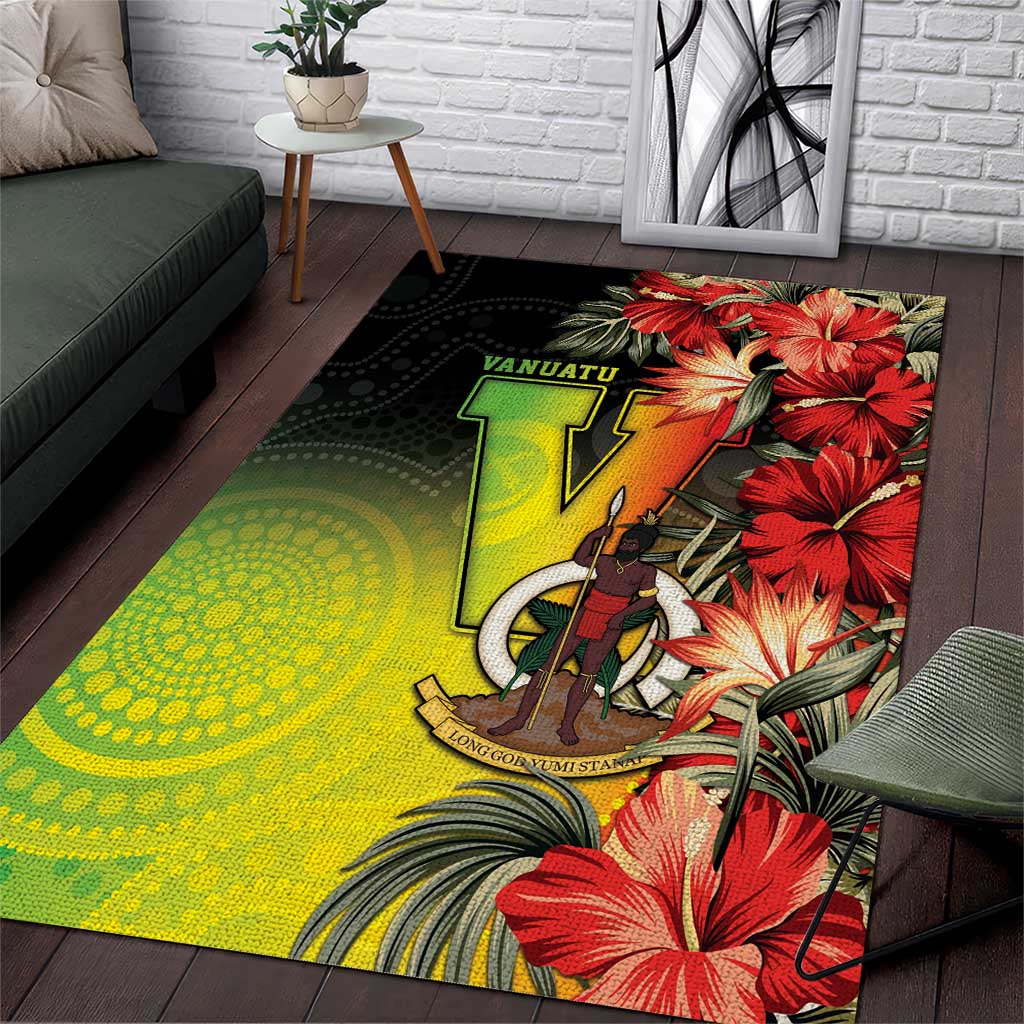 Aboriginal Dot Art Vanuatu Area Rug Tropical Flowers