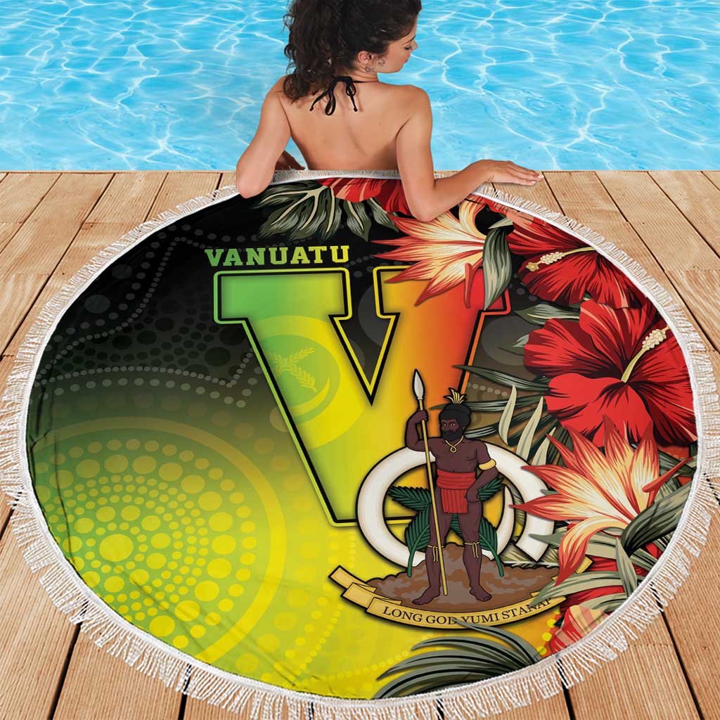 Aboriginal Dot Art Vanuatu Beach Blanket Tropical Flowers