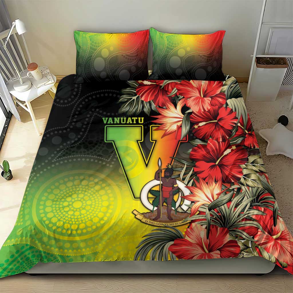 Aboriginal Dot Art Vanuatu Bedding Set Tropical Flowers