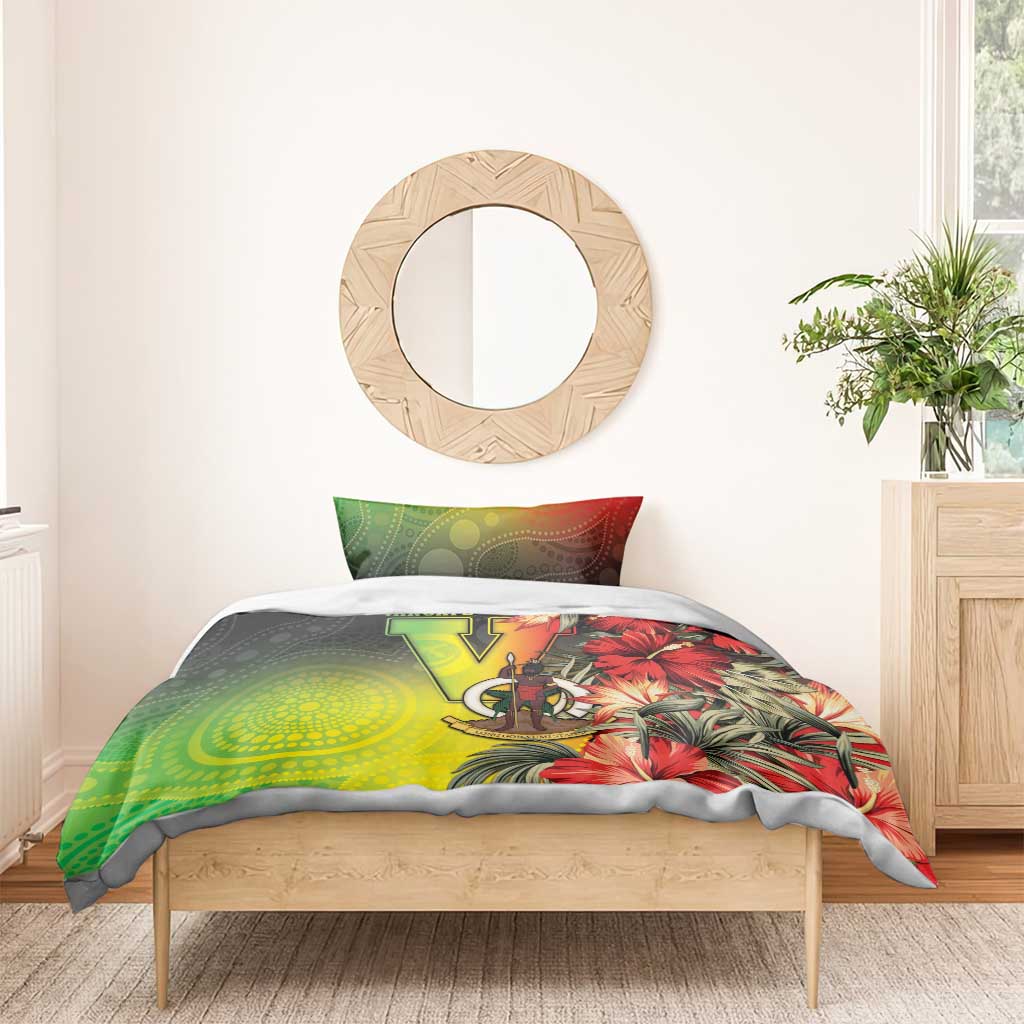 Aboriginal Dot Art Vanuatu Bedding Set Tropical Flowers