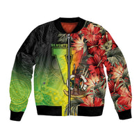Aboriginal Dot Art Vanuatu Personalised Bomber Jacket Tropical Flowers