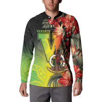 Aboriginal Dot Art Vanuatu Personalised Button Sweatshirt Tropical Flowers