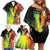 Aboriginal Dot Art Vanuatu Personalised Family Matching Off Shoulder Short Dress and Hawaiian Shirt Tropical Flowers
