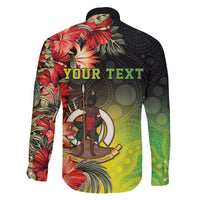 Aboriginal Dot Art Vanuatu Personalised Family Matching Puletasi and Hawaiian Shirt Tropical Flowers