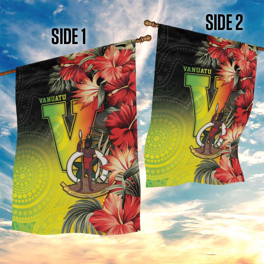 Aboriginal Dot Art Vanuatu Garden Flag Tropical Flowers