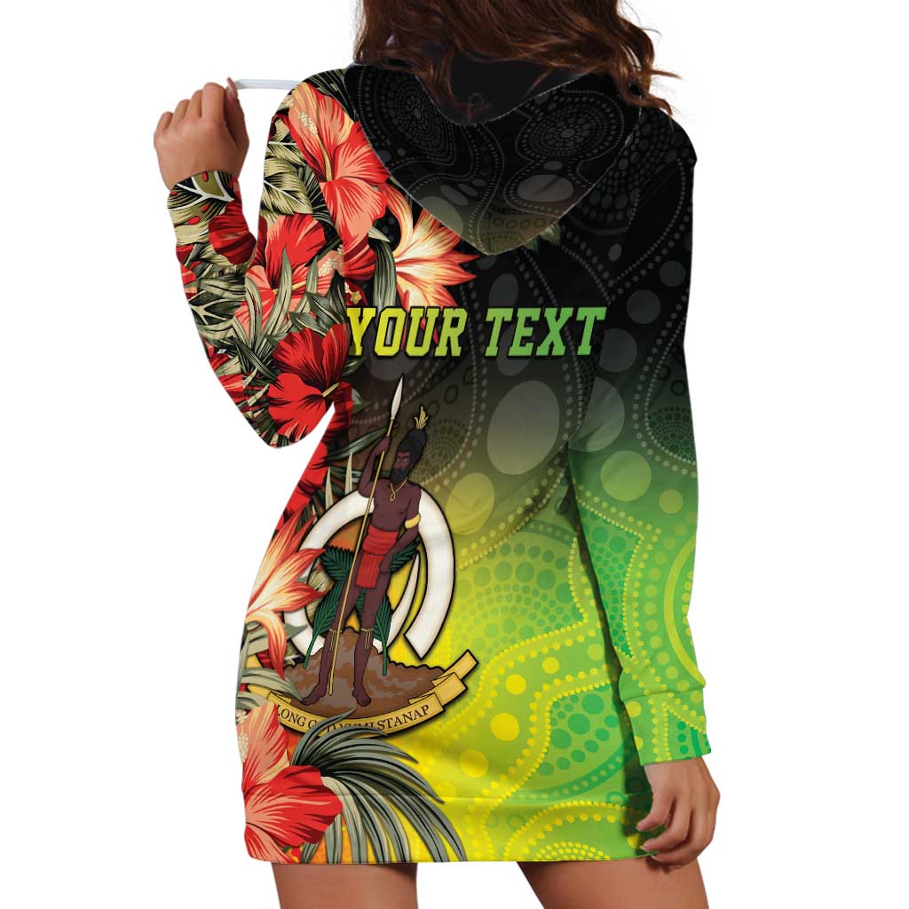 Aboriginal Dot Art Vanuatu Personalised Hoodie Dress Tropical Flowers