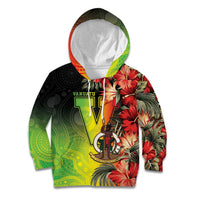Aboriginal Dot Art Vanuatu Personalised Kid Hoodie Tropical Flowers
