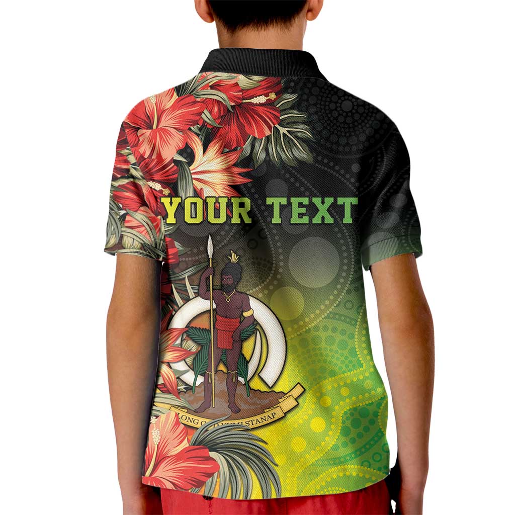 Aboriginal Dot Art Vanuatu Personalised Kid Polo Shirt Tropical Flowers