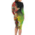Aboriginal Dot Art Vanuatu Personalised Long Sleeve Bodycon Dress Tropical Flowers