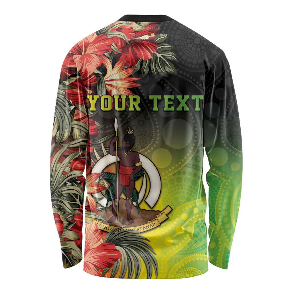 Aboriginal Dot Art Vanuatu Personalised Long Sleeve Shirt Tropical Flowers