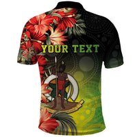 Aboriginal Dot Art Vanuatu Personalised Polo Shirt Tropical Flowers