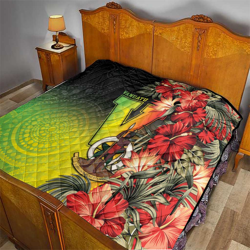 Aboriginal Dot Art Vanuatu Quilt Tropical Flowers