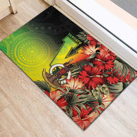 Aboriginal Dot Art Vanuatu Rubber Doormat Tropical Flowers