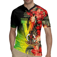 Aboriginal Dot Art Vanuatu Personalised Rugby Jersey Tropical Flowers