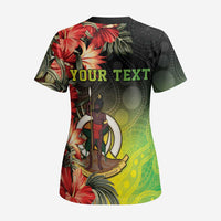 Aboriginal Dot Art Vanuatu Personalised Scrub Top Tropical Flowers - Polynesian Pride